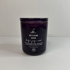 DW HOME HALLOWEEN CANDLE WITCHING HOUR 9.3 OZ PURPLE GLASS JAR 3.5"x4.25"- NEW!